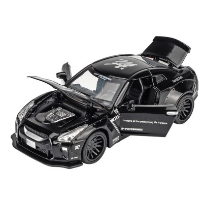 1:32 Nissan GTR R35 die cast car model toy for kids 15cm pull back simulation alloy car With Sound/Light Collection Gifs