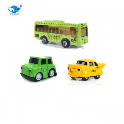 Hot Sales 1:64 small cartoon die cast car model metal toy bus  taxi truck toy  diecast toy vehicles