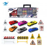 Feisu Carrying Big Truck with small diecast car toy and accessories for collection metal toy car model